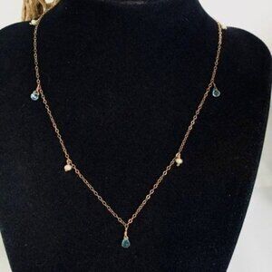 J Balducci Aquamarine Pearl 14K Gold Filled Necklace